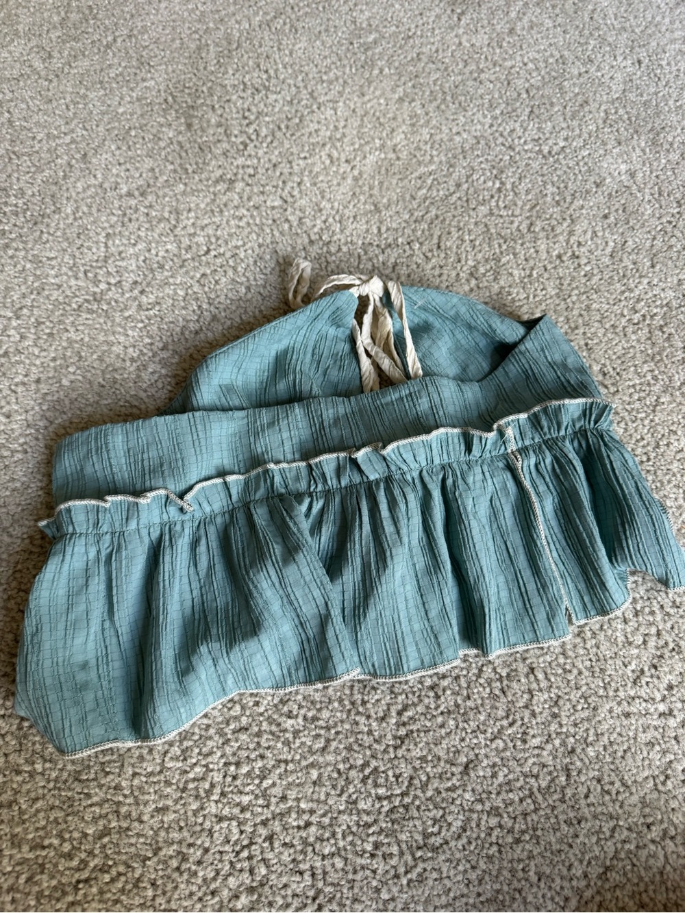 Forever 21 Teal Ruffled Tube Top with Tie self summer y2k - Picture 2 of 2